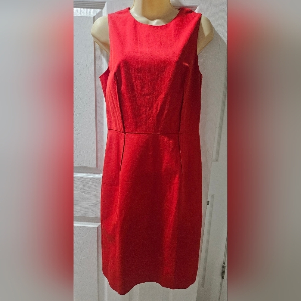 J. Crew -Women' Vibrant Red Midi Dress Size 6 ,cocktail, Business Casual, Formal
